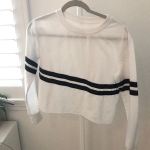 white long sleeve white two black stripes